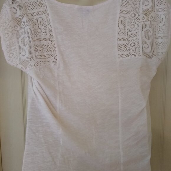 lucky brand white shirt with embroidery lace size 1x - Picture 3 of 6